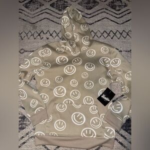 Brooklyn Cloth Tan Hoodie with Smiley Face Design, NWT
